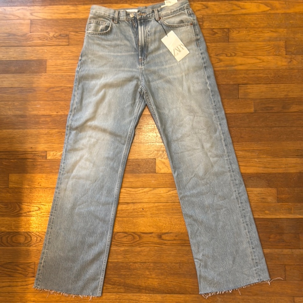 Zara Trf High Rise Wide Leg Jean